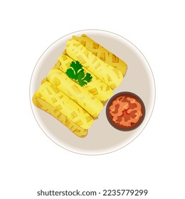 Malaysian cuisine, Asian food, exotic dishes, Roti Jala, vector illustration, isolated on the white background