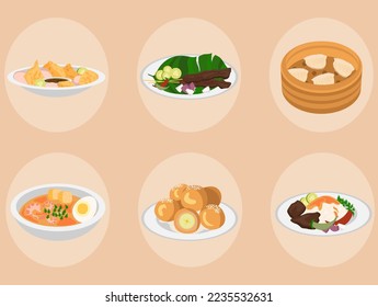 Malaysian cuisine. National food. Set of linear icons in vector. Asian food. svg