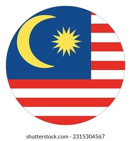 Malaysian flag in a circle shape. Flag of Malaysia in circle shape.	