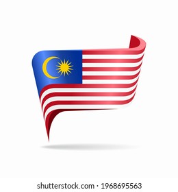 Malaysian flag map pointer layout. Vector illustration.