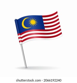 Malaysian flag map pointer layout. Vector illustration.