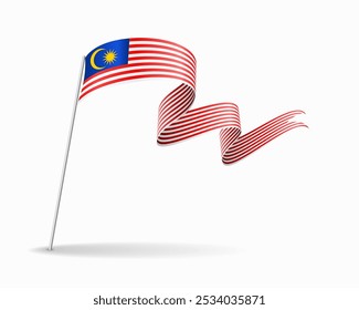 Diseño de fondo ondulado de bandera malaya. Ilustración vectorial.