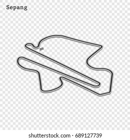 Malaysian grand prix race track. circuit for motorsport and autosport. Vector illustration. Sepang International Circuit