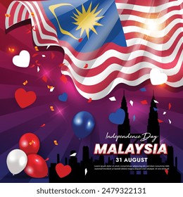 Malaysian Independence Day Anniversary. Illustration Banner, Poster Template Design
