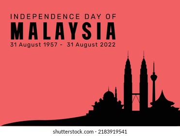 Malaysian Landmark Silhoutte Background To Celebrate Independence Day of Malaysia