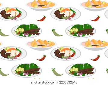 Malaysian national cuisine. Traditional food. Seamless pattern in vector. Asian cuisine. svg