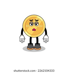 malaysian ringgit cartoon with fatigue gesture , character design