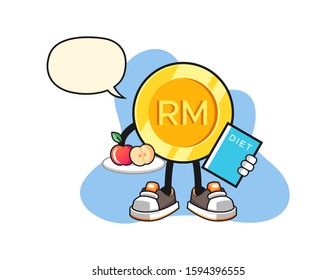 Malaysian ringgit dietitian with speech bubble cartoon. Mascot Character vector.