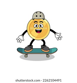 mascota ringgit malaya jugando a patineta , diseño de personaje