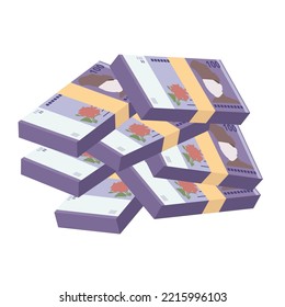 Malaysian Ringgit Vector Illustration. Malaysia money set bundle banknotes. Paper money 100 MYR. Flat style. Isolated on white background. Simple minimal design.