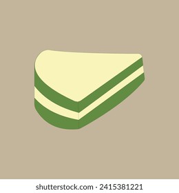 Malaysian traditional food Kuih Lapis Pandan vector illustration. Traditional snack of steamed colorful layered soft rice flour pudding. Kueh lapis. Ramadhan bazaar.