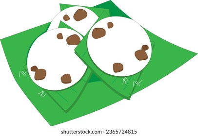 Malaysian Traditional food Putu Piring vector illustration. Putu Piring is a round-shaped steamed rice flour kueh or sweet snack filled with palm sugar. Night market food