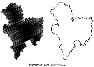 Malda District (West Bengal State, Republic Of India) Map Vector Illustration, Scribble Sketch Maldah Or Maldaha Map