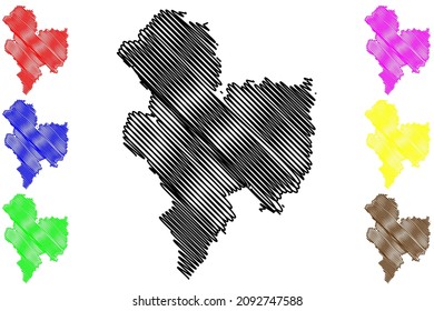 Malda District (West Bengal State, Republic Of India) Map Vector Illustration, Scribble Sketch Maldah Or Maldaha Map