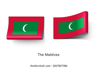 Etiqueta de etiqueta de ropa de marca maldiva. Bandera de ilustración del país maldivo en Asia. Vector de concepto de etiqueta de etiqueta de tejido.