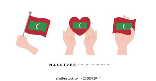 [Maldive] Hand and national flag icon vector illustration