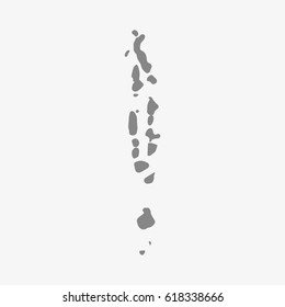 Maldive Islands in gray on a white background