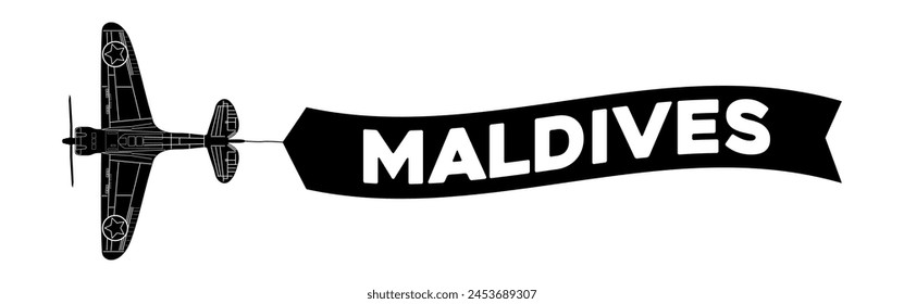 Maldives advertisement banner is attached to the plane