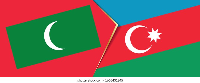Las Maldivas y Azerbaiyán banderas, dos vectoriales símbolo de relación o confrontación.