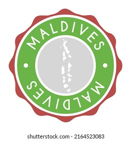 Maldives Badge Map Vector Seal Vector Sign. National Symbol Country Stamp Design Icon Label. 