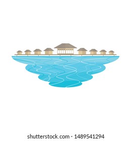 Maldives Beach Island and Resort Landscape Vector