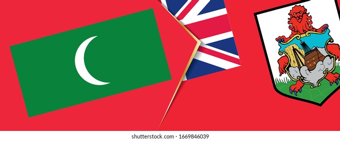Maldives and Bermuda flags, two vector flags symbol of relationship or confrontation.