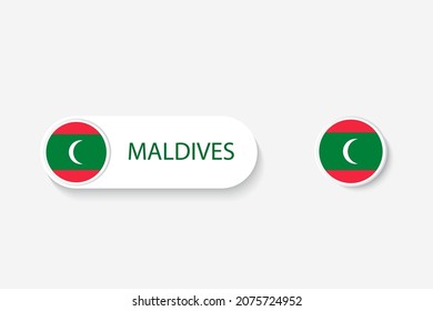 Maldives button flag in illustration of oval shaped with word of Maldives. And button flag Maldives. 