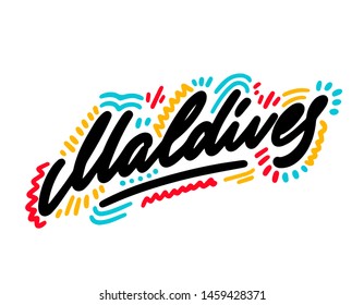 Maldives, calligraphy hand lettering. Vector