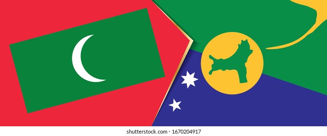 Maldives and Christmas Island flags, two vector flags symbol of relationship or confrontation.