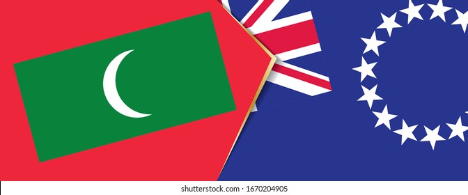 Maldives and Cook Islands flags, two vector flags symbol of relationship or confrontation.