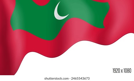 Maldives country flag realistic independence day background. Maldives commonwealth banner in motion waving, fluttering in wind. Festive patriotic HD format template for independence day