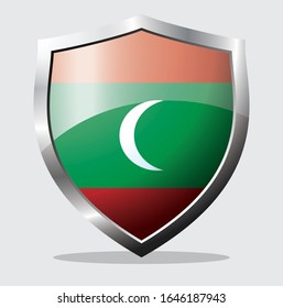 
Maldives country flag shield icon with white background