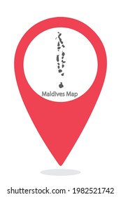 Maldives Country Map in Location Icon .