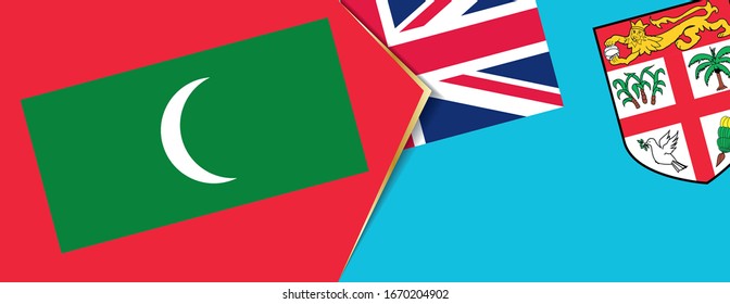 Maldives and Fiji flags, two vector flags symbol of relationship or confrontation.
