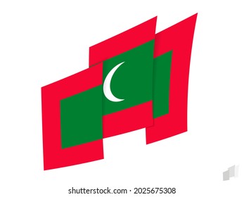 Bandera de Maldivas en un diseño abstracto arrancado. Diseño moderno de la bandera de las Maldivas. Icono del vector.