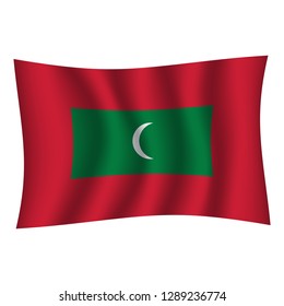 Maldives flag background with cloth texture. Maldives Flag vector illustration eps10. - Vector