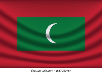 Maldives flag background with cloth texture. Maldives Flag vector illustration eps10. - Vector