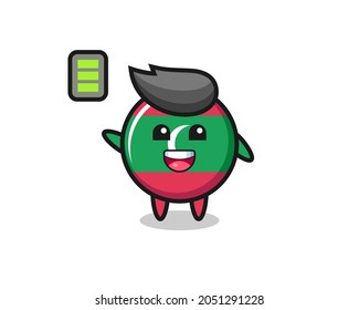 maldives flag badge mascot character with energetic gesture , cute design