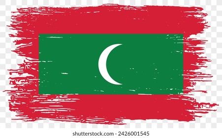 Maldives flag with brush paint textured isolated  on png or transparent background. vector illustration