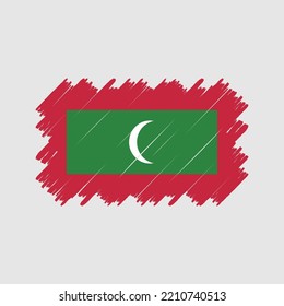 Maldives Flag Brush Painted Vector Illustration