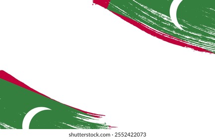 Maldives Flag with Brush Stroke Effect, Grunge brush stroke. Watercolor painting flag design.