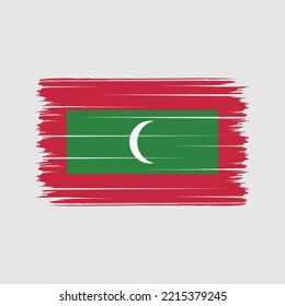 Maldives Flag Brush Strokes Painted
