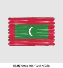 Malediven Flag Pinselspitze Vektorgrafik
