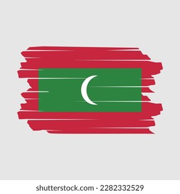 Malediven Flag Pinselspitze Vektorgrafik