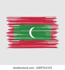 Maldives Flag Brush Vector Illustration