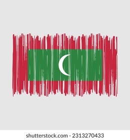 Malediven Flag Pinselspitze Vektorgrafik