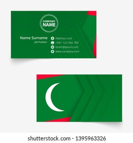 Maldives Flag Business Card, standard size (90x50 mm) business card template with bleed under the clipping mask.