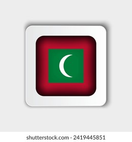 Maldives Flag Button Flat Design