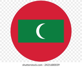 Maldives flag button on png or transparent background. vector illustration.