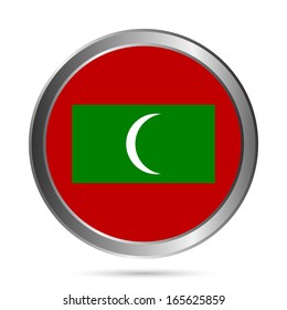 Maldives flag button on a white background. Vector illustration.